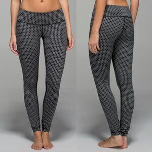 LULULEMON Wunder Under Pant Full-On Luon Tri Geo Silver Spoon Black Leggings 4